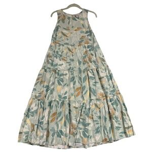 A New Day‎ Women's Sleeveless Maxi Dress Size S Green Floral Tiered Watercolor